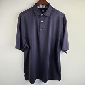Footjoy Shirt Mens Large Navy Blue Short Sleeve Solid Stretch